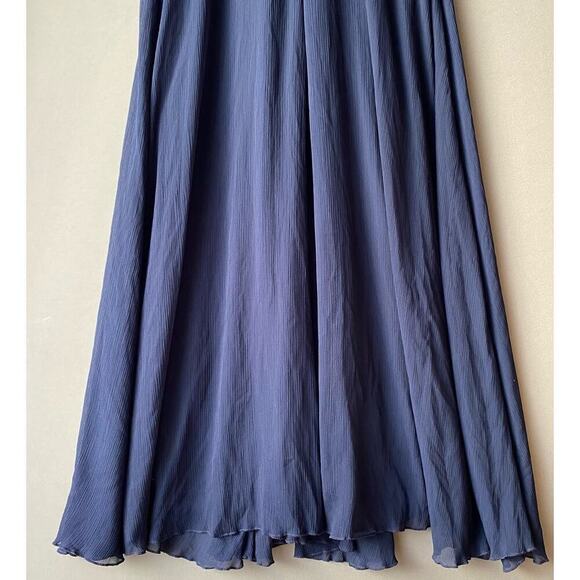 Badgley‎ Mischka sz 6 navy blue maxi long  formal gown - Picture 2 of 8